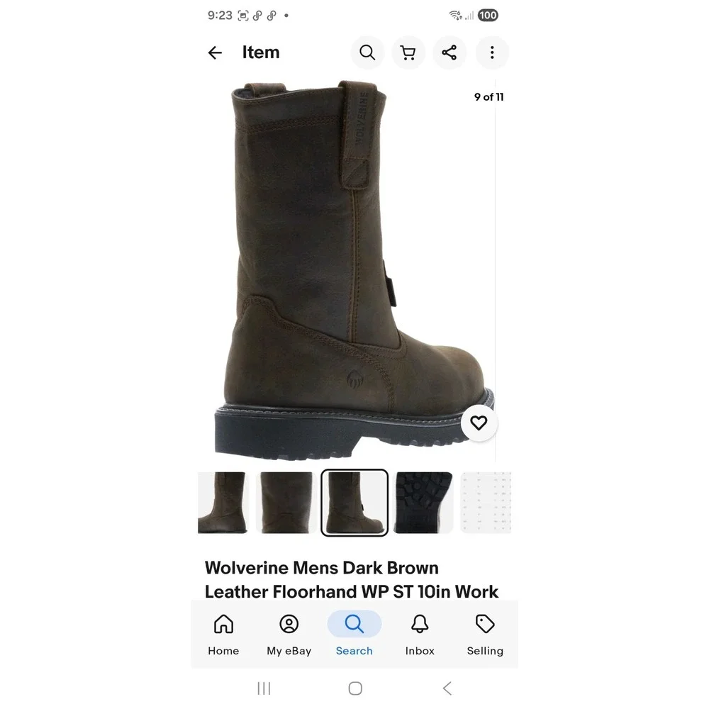 Wolverine‎ Mens Dark Brown Leather Floorhand Welly Work Boots Size 12